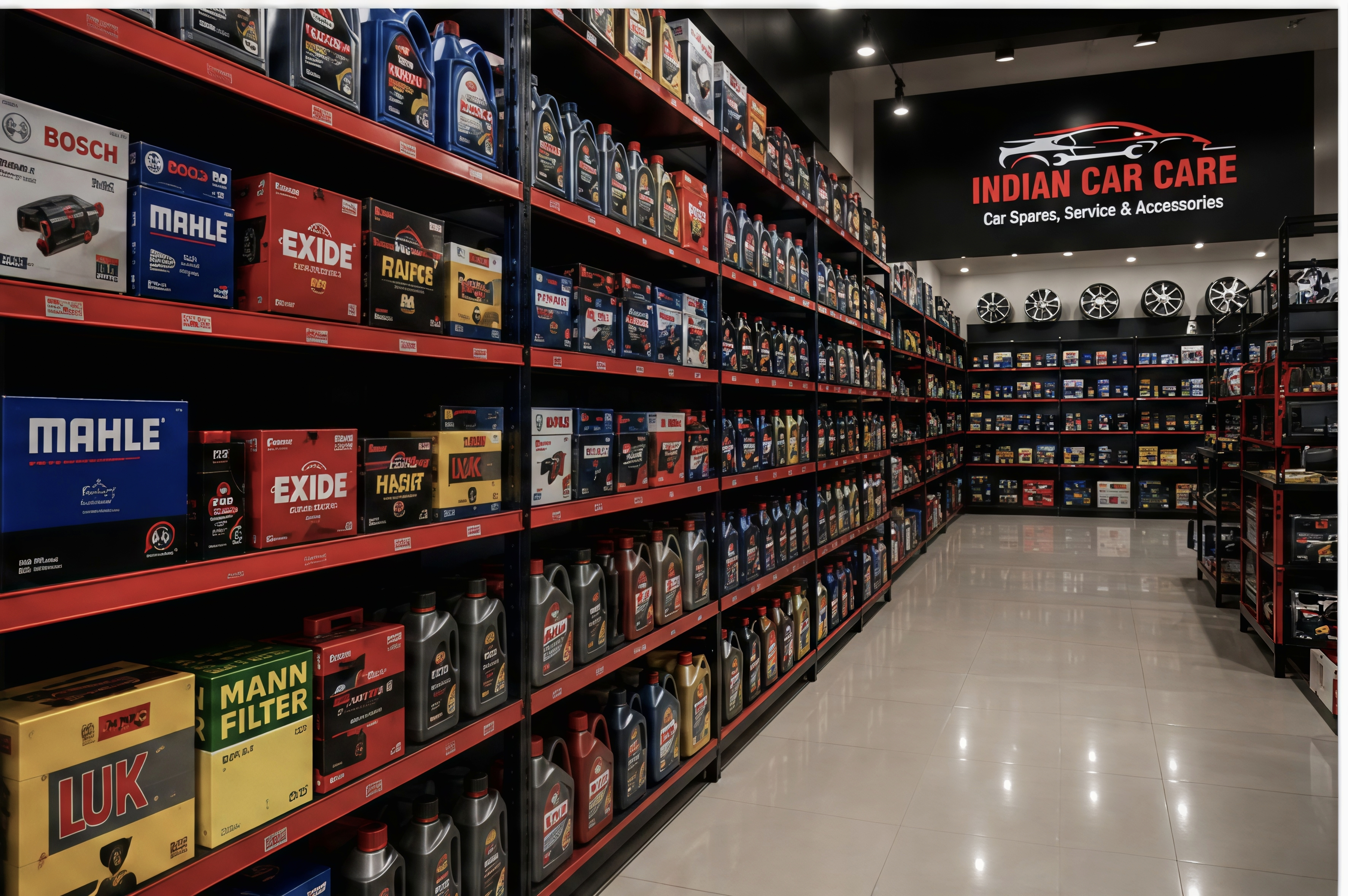 Shelves stocked with spare parts